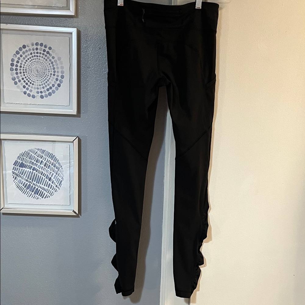 Lululemon Speed Tight Womens Black Athletic Ruched Ankle Leggings Size 6 Pockets